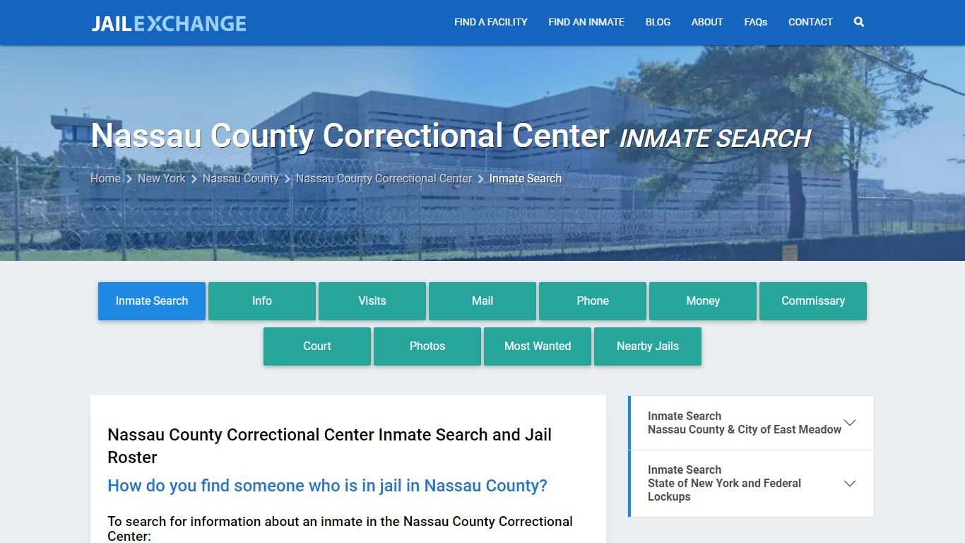 Nassau County Correctional Center Inmate Search - Jail Exchange