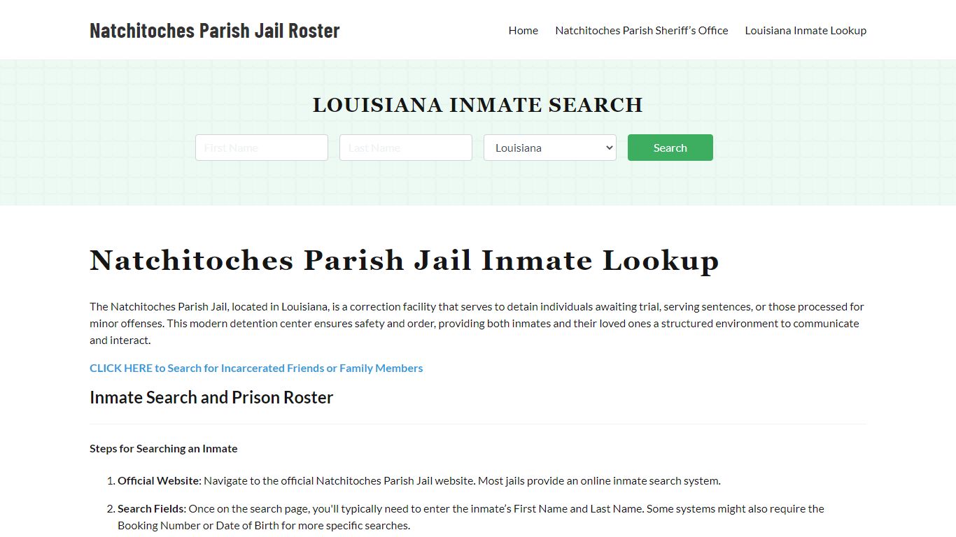Natchitoches Parish Jail Roster Lookup, LA, Inmate Search