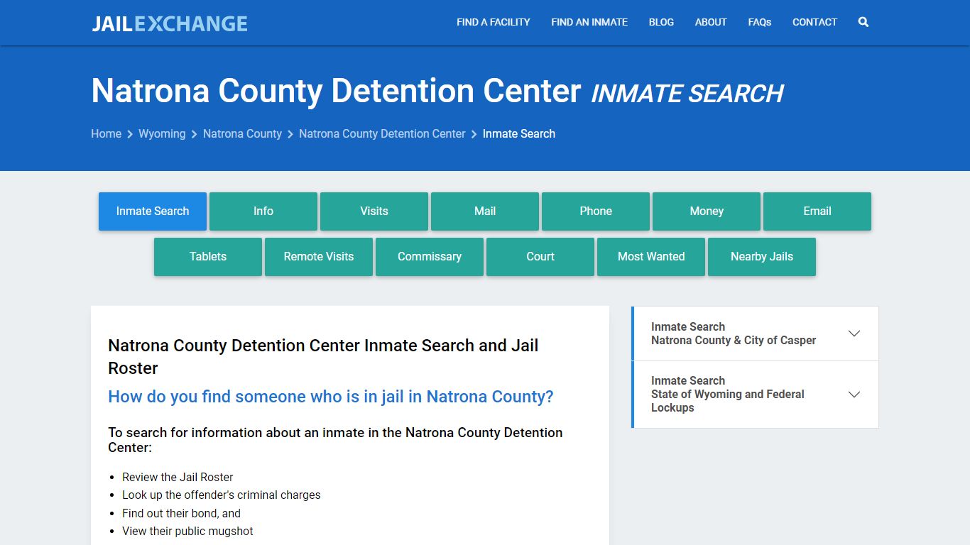 Natrona County Detention Center Inmate Search - Jail Exchange