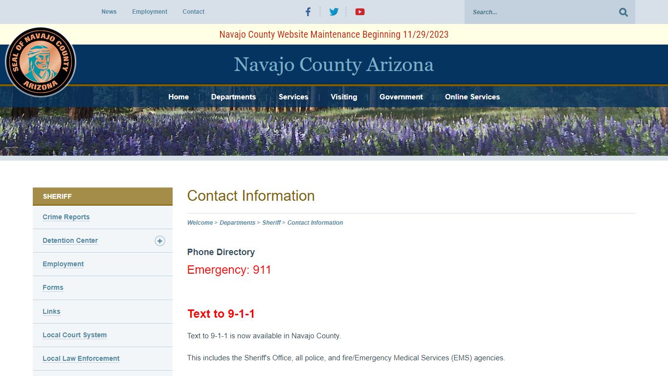 Contact Information | Navajo County Sheriff