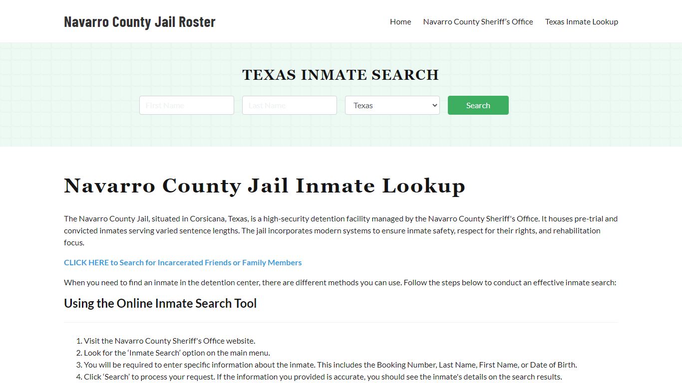 Navarro County Jail Roster Lookup, TX, Inmate Search