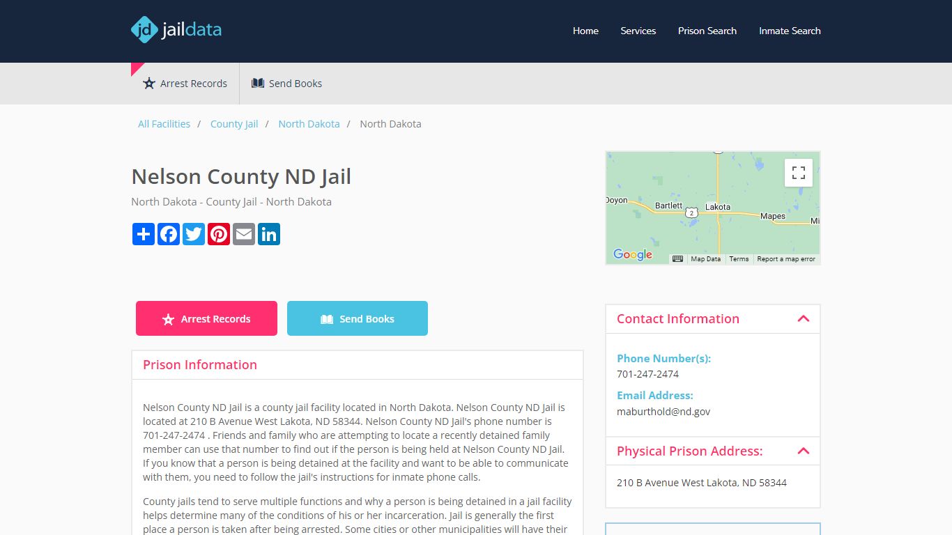 Nelson County ND Jail Inmate Search and Prisoner Info - Lakota, ND