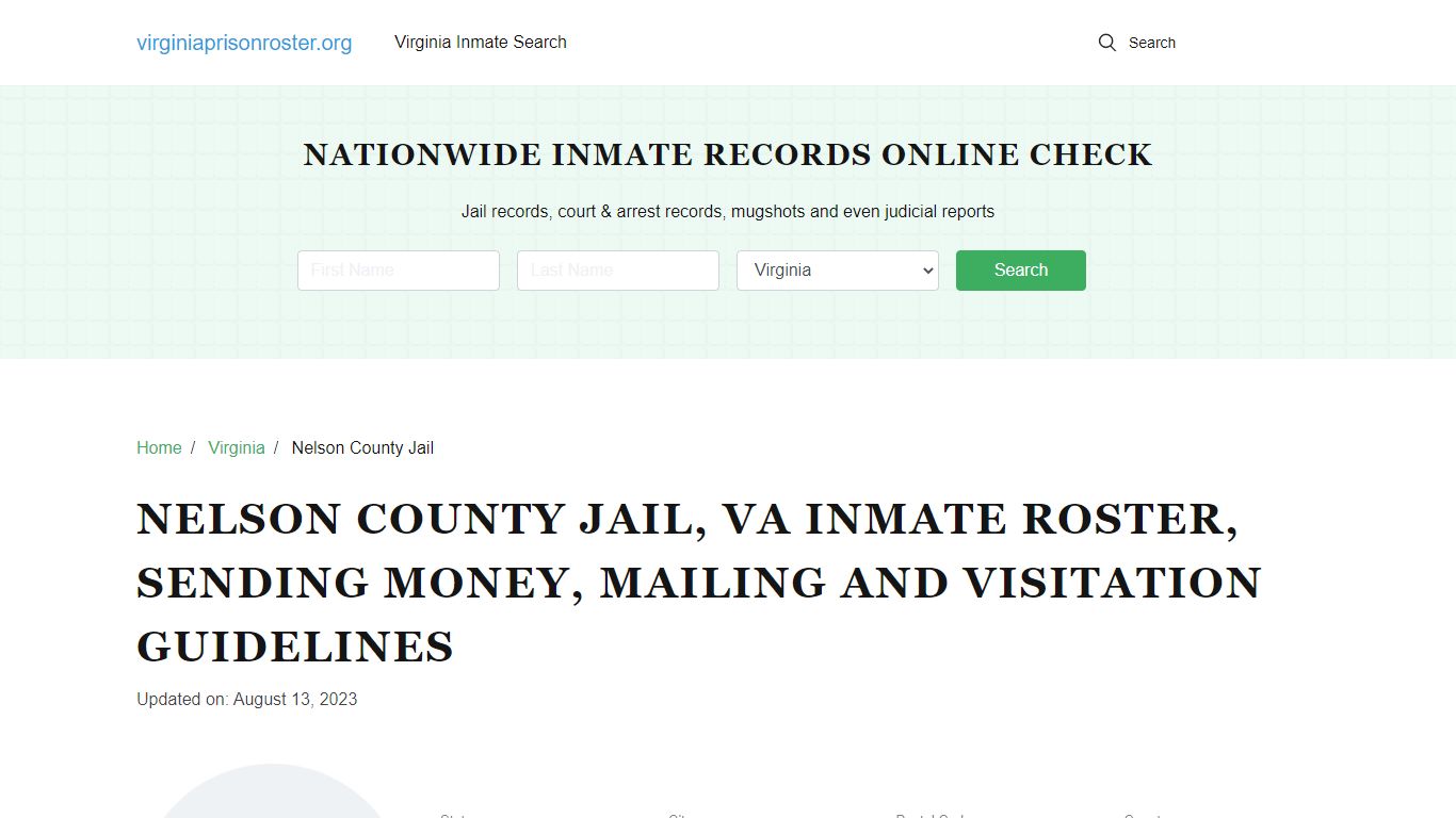 Nelson County Jail, VA: Offender Search, Visitation & Contact Info