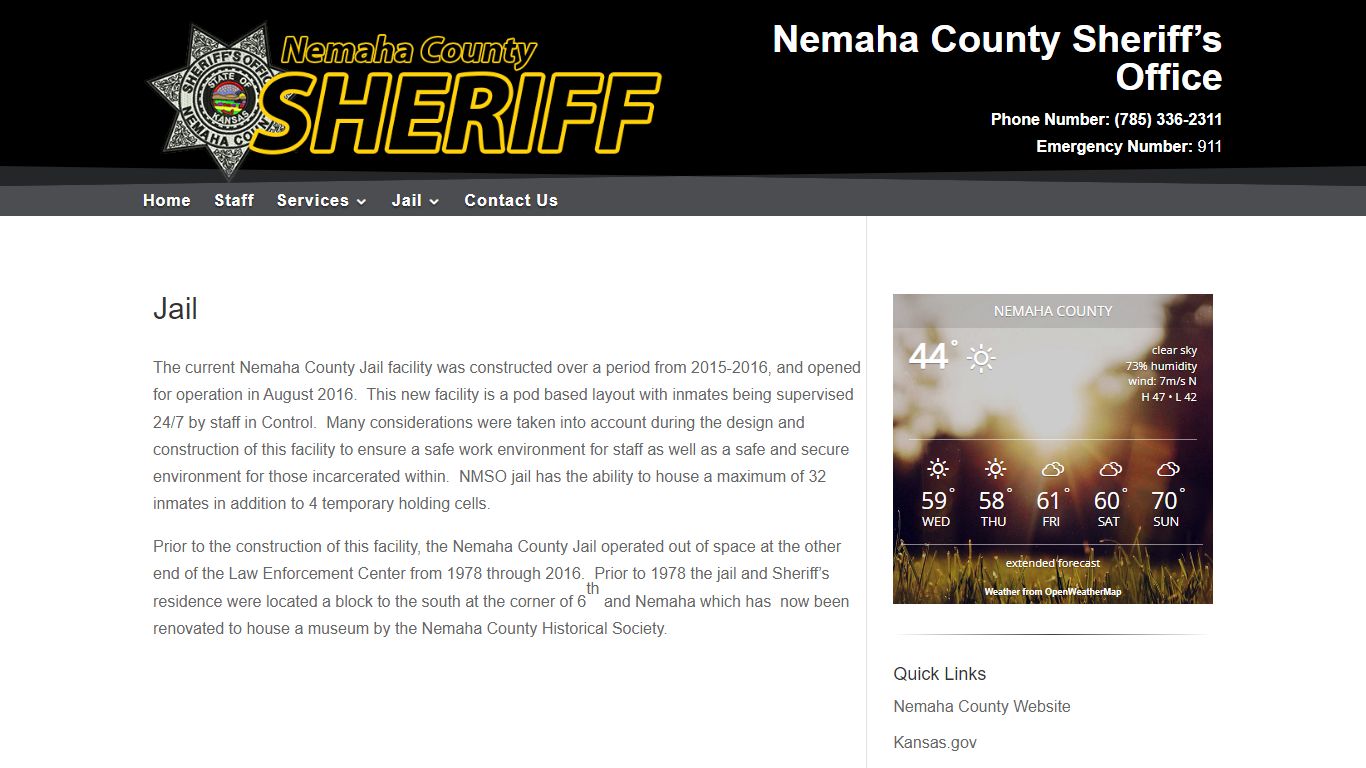 Jail | Nemaha County Sheriff's Office