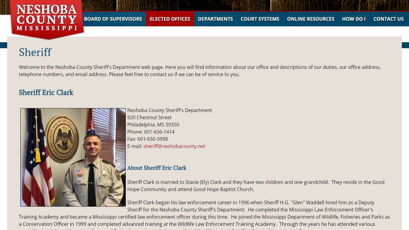 Sheriff | Neshoba County Board of Supervisors - Neshoba County, Mississippi
