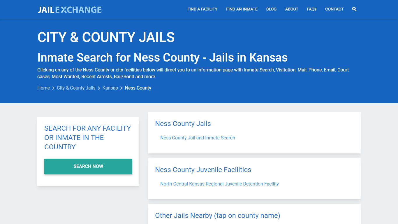 Inmate Search for Ness County | Jails in Kansas - Jail Exchange