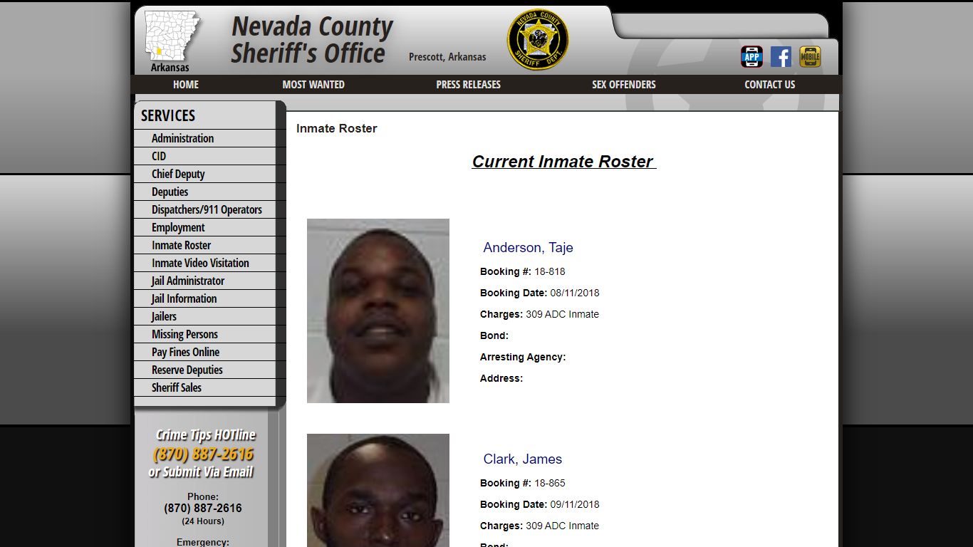 Inmate Roster - Nevada County Sheriff AR