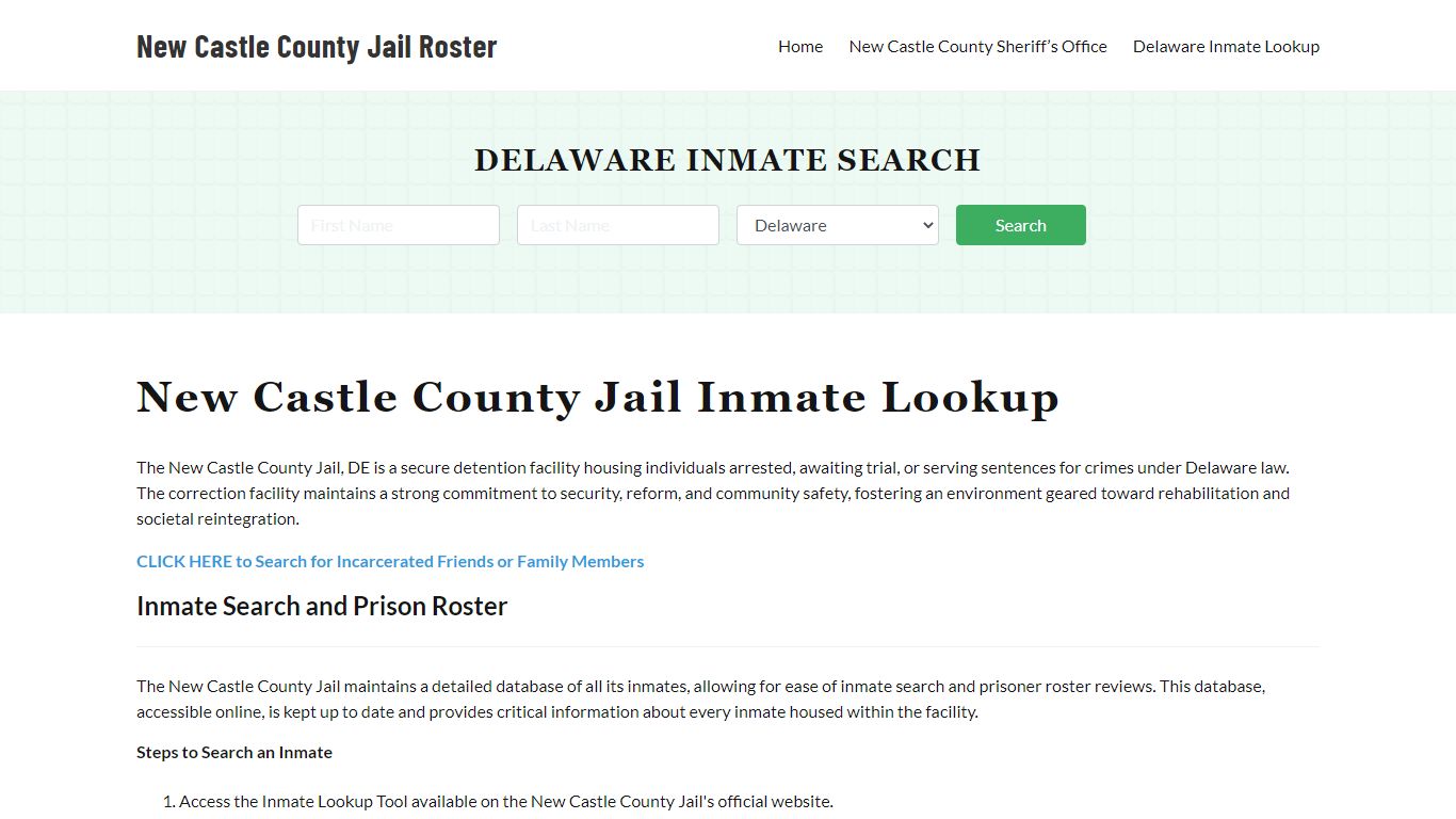 New Castle County Jail Roster Lookup, DE, Inmate Search