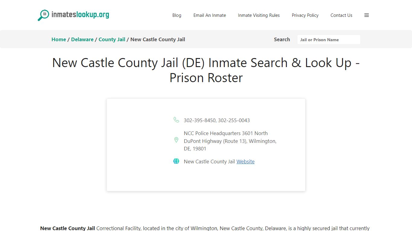 New Castle County Jail (DE) Inmate Search & Look Up - Prison Roster