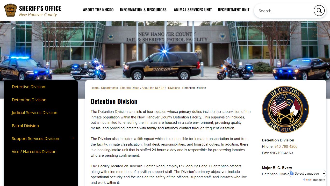 Detention Division | New Hanover County, NC