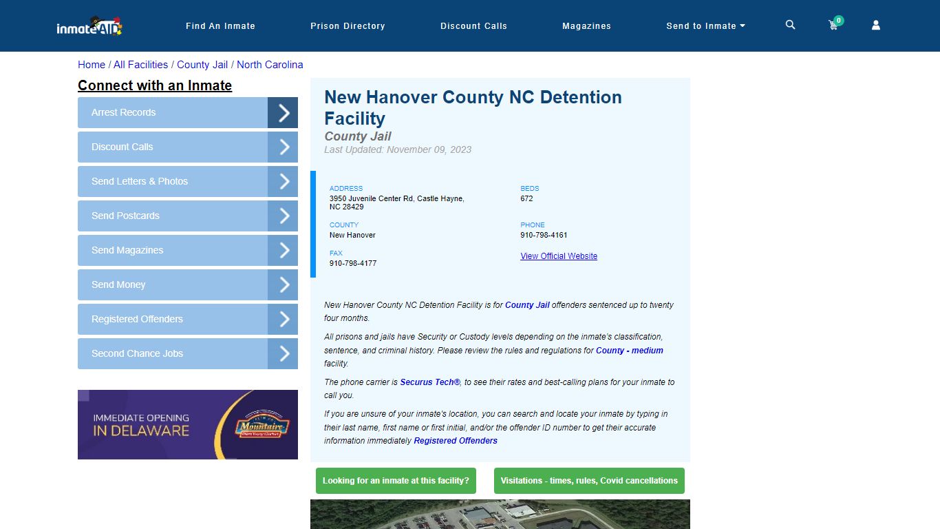 New Hanover County NC Detention Facility - Inmate Locator - Castle ...