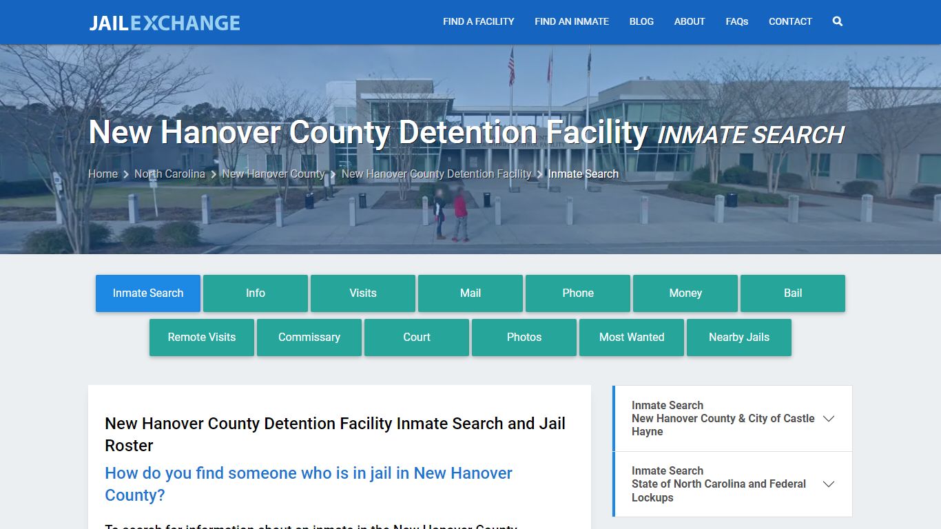 New Hanover County Detention Facility Inmate Search - Jail Exchange