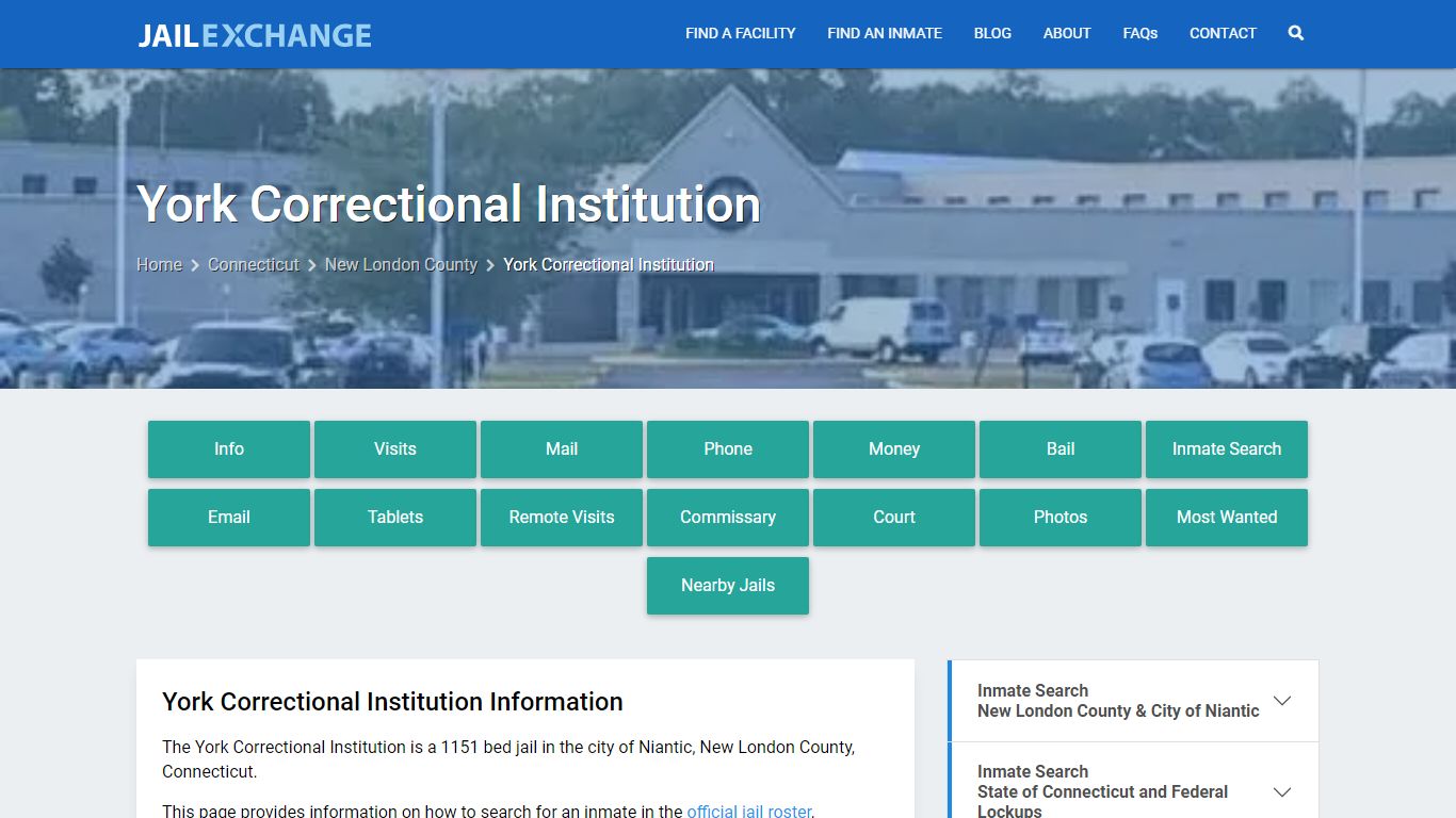 York Correctional Institution, CT Inmate Search, Information