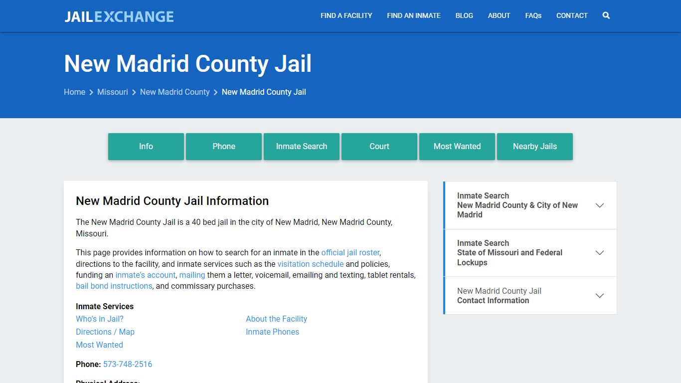 New Madrid County Jail, MO Inmate Search, Information