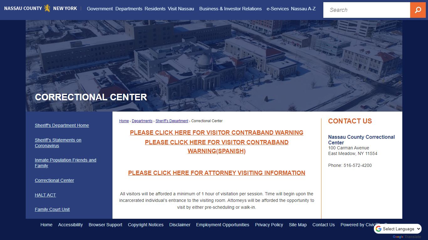 Correctional Center | Nassau County, NY - Official Website