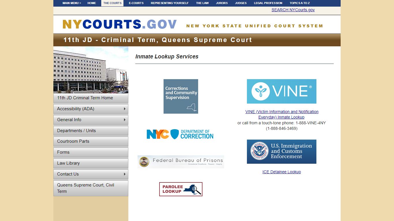 Inmate Lookup Services | NYCOURTS.GOV - Judiciary of New York