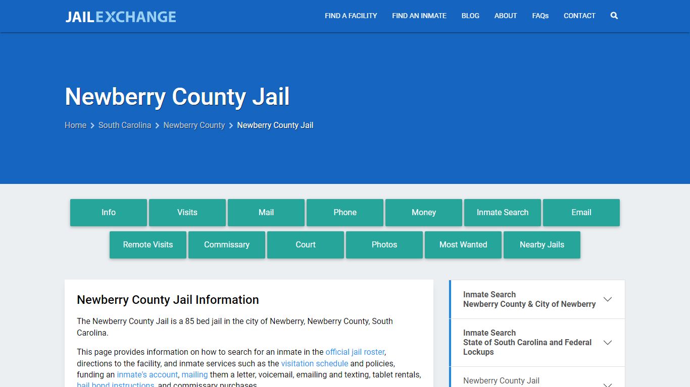 Newberry County Jail, SC Inmate Search, Information