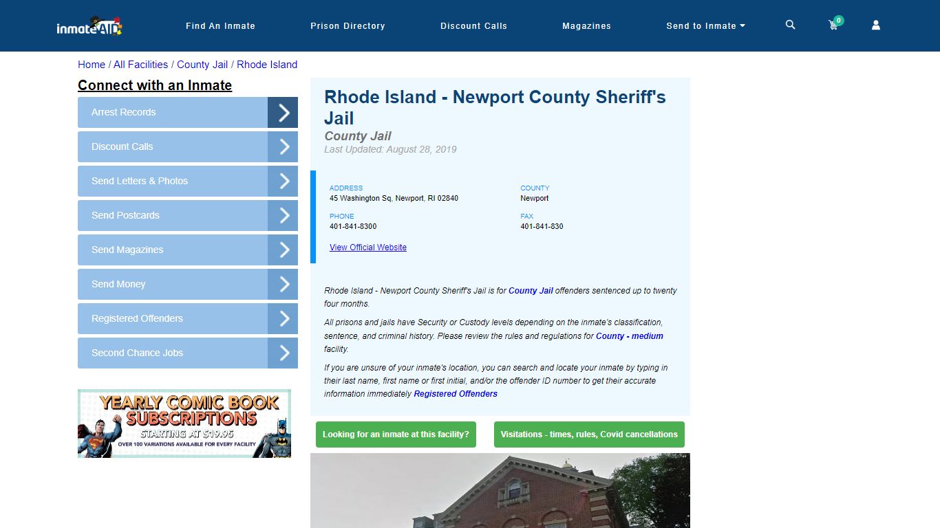 Rhode Island - Newport County Sheriff's Jail - Inmate Locator - Newport, RI