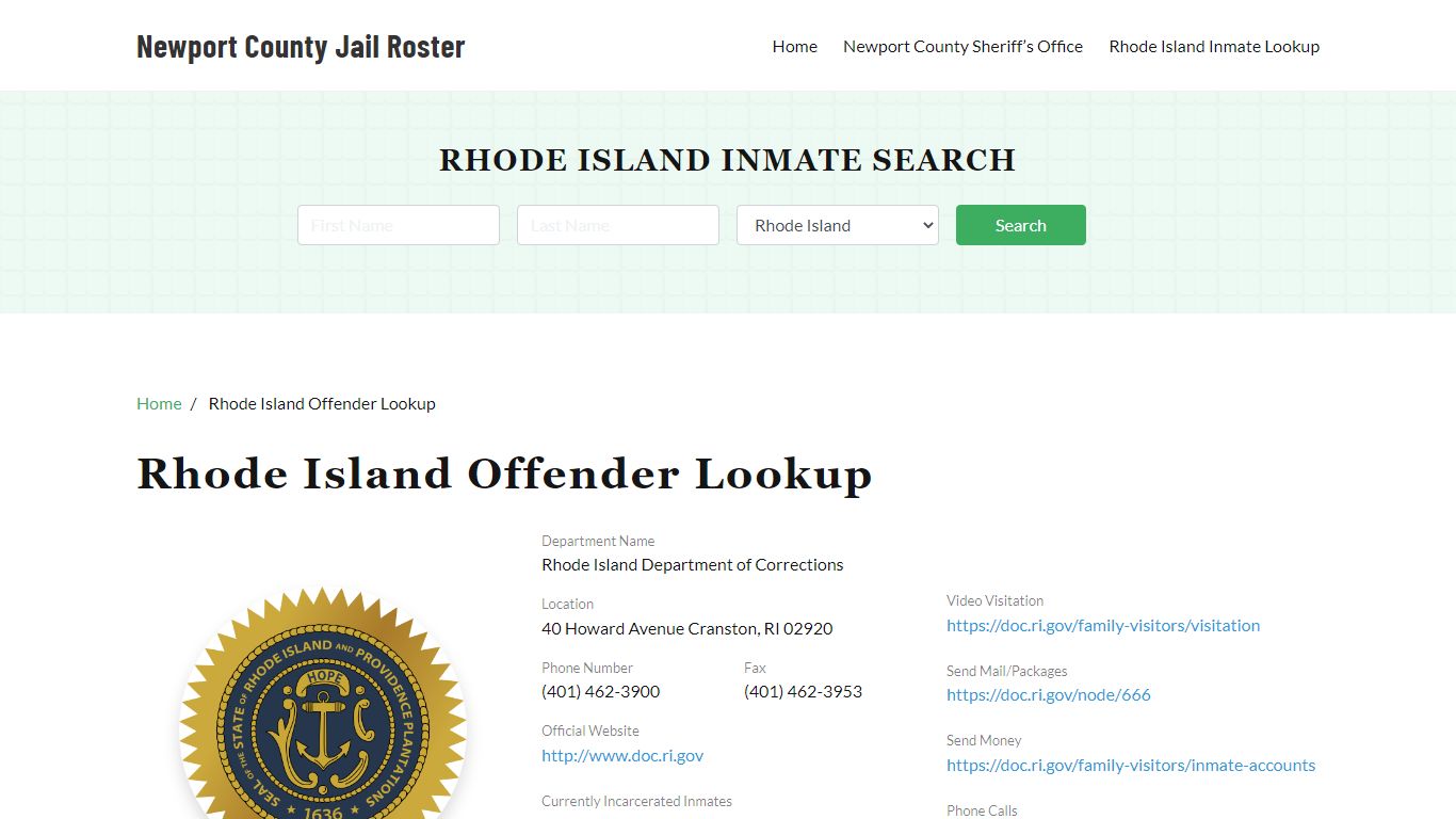 Rhode Island Inmate Search, Jail Rosters