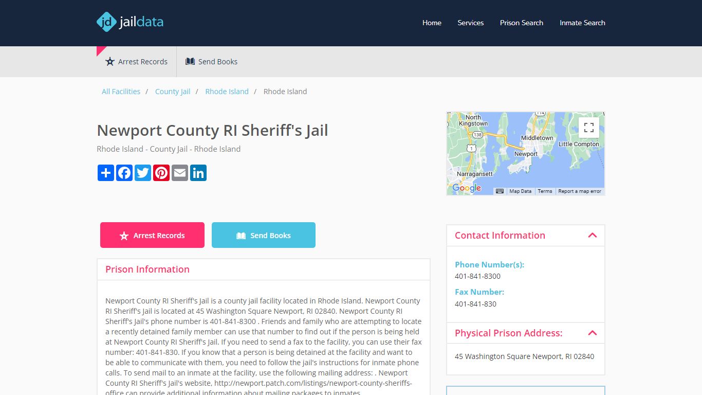 Newport County RI Sheriff's Jail Inmate Search and Prisoner Info ...