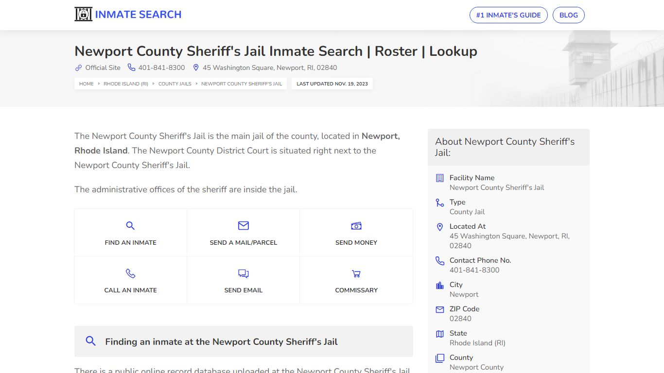 Newport County Sheriff's Jail Inmate Search | Roster | Lookup