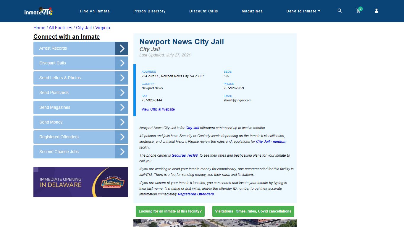 Newport News City Jail | Inmate Locator