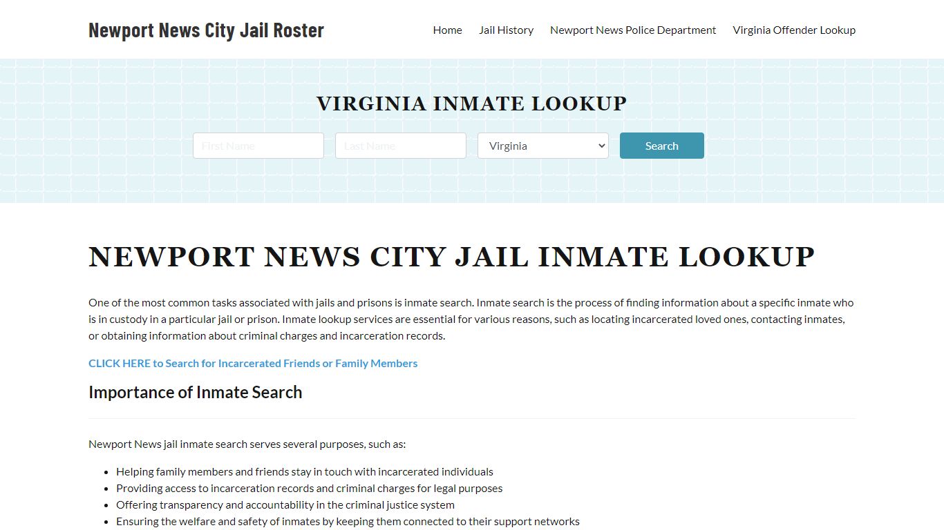 Newport News City Jail, VA Inmate Search, Jail Roster, Bookings