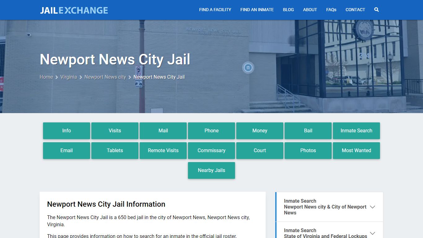 Newport News City Jail, VA Inmate Search, Information