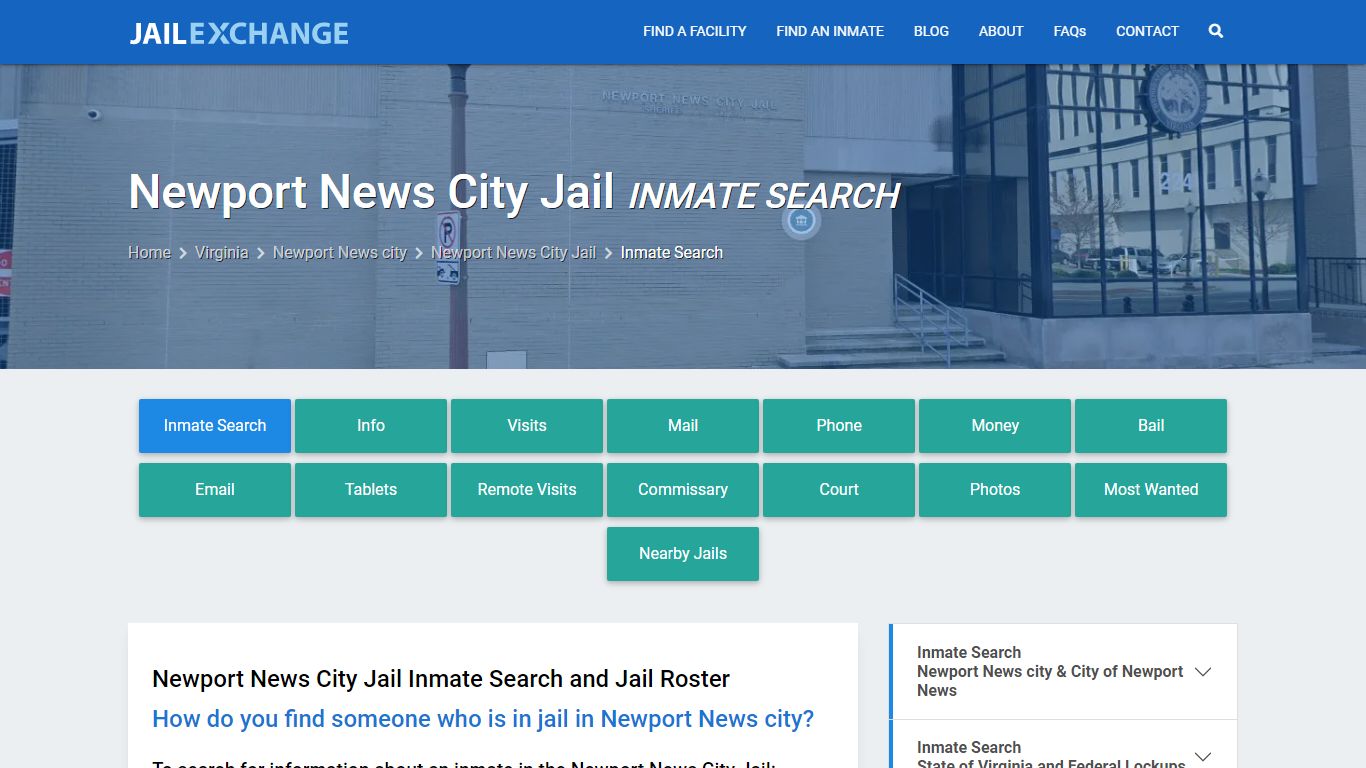 Inmate Search: Roster & Mugshots - Newport News City Jail, VA