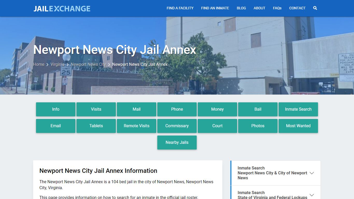 Newport News City Jail Annex, VA Inmate Search, Information