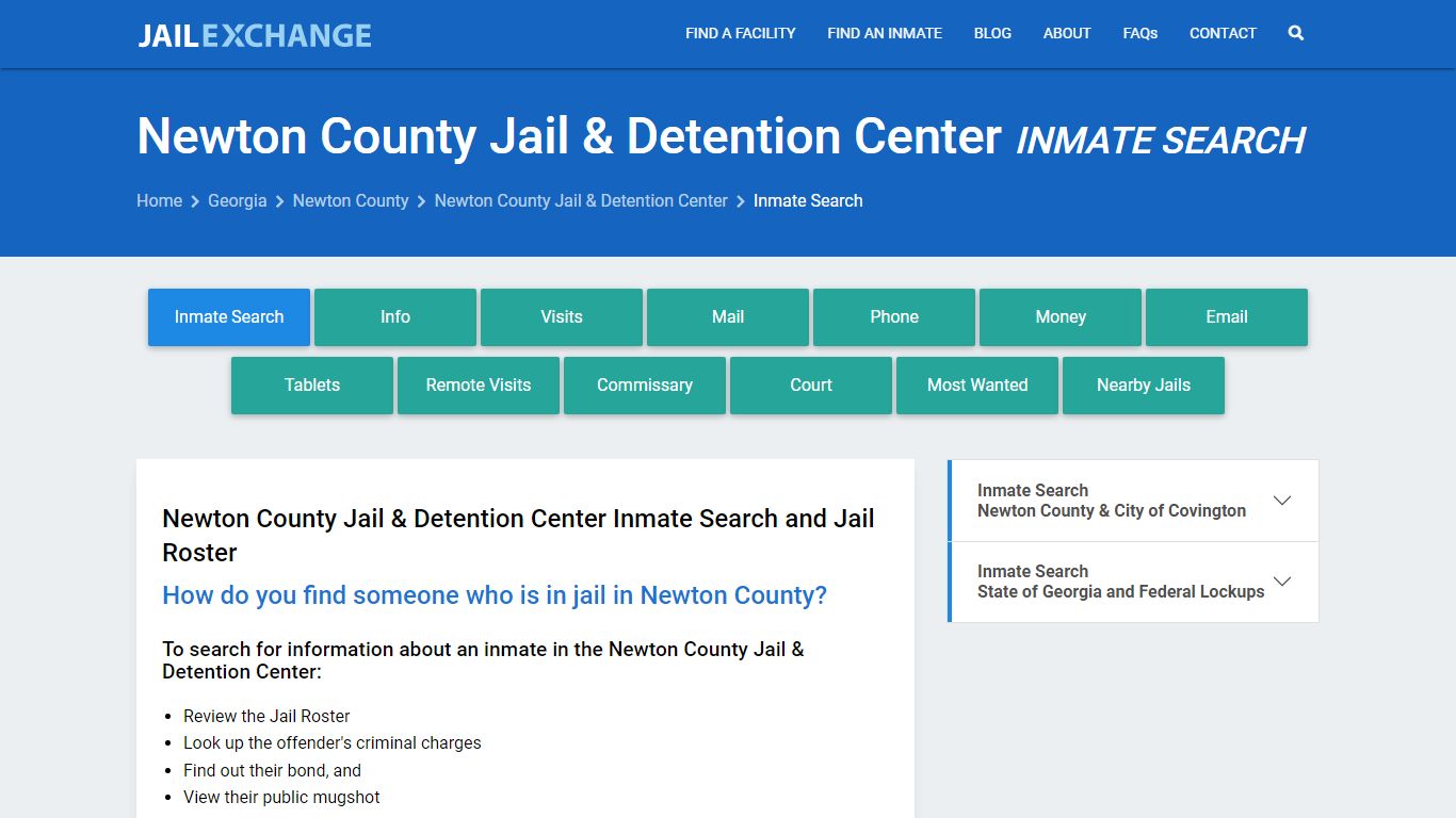 Newton County Jail & Detention Center Inmate Search