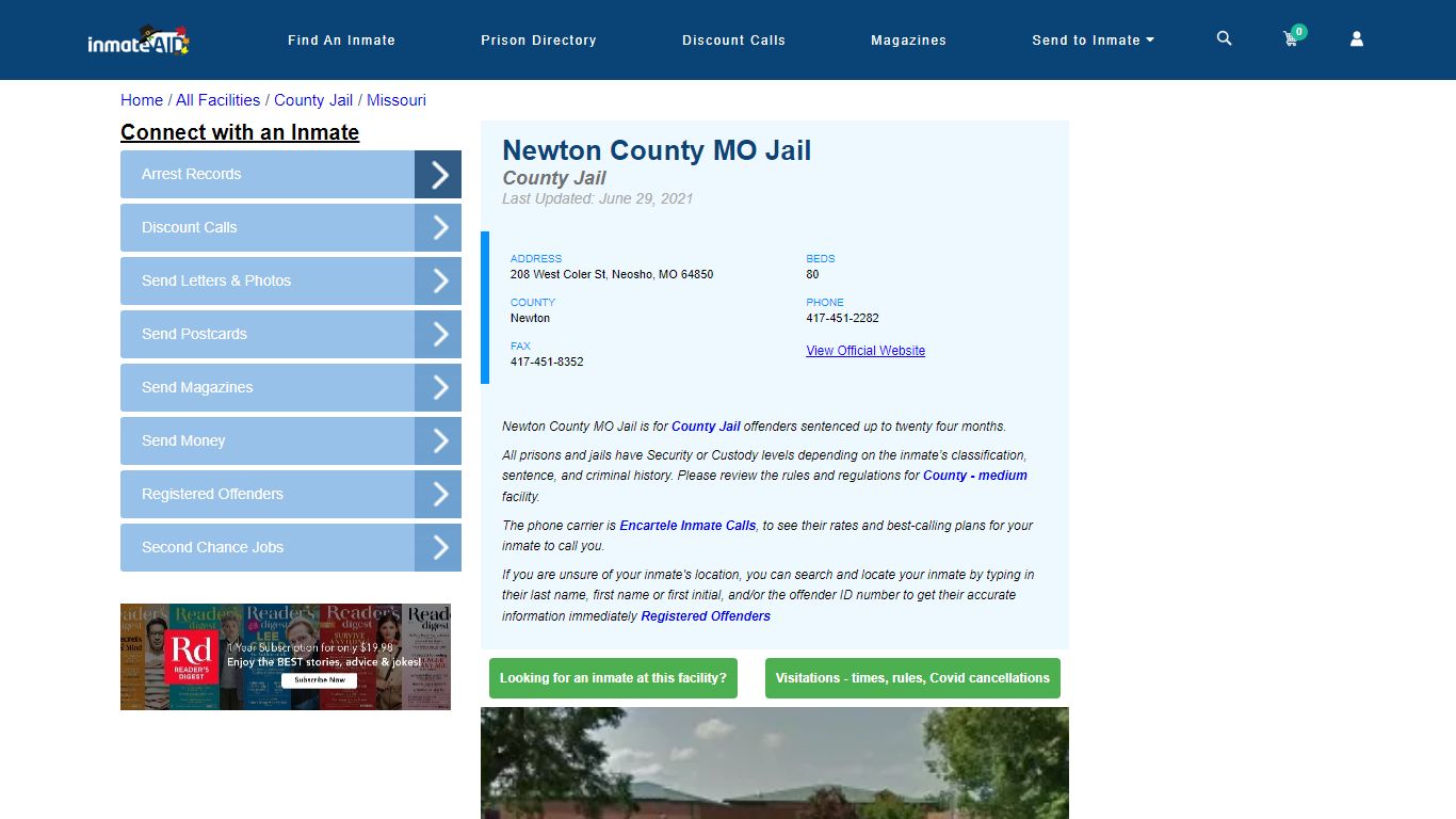Newton County MO Jail - Inmate Locator - Neosho, MO
