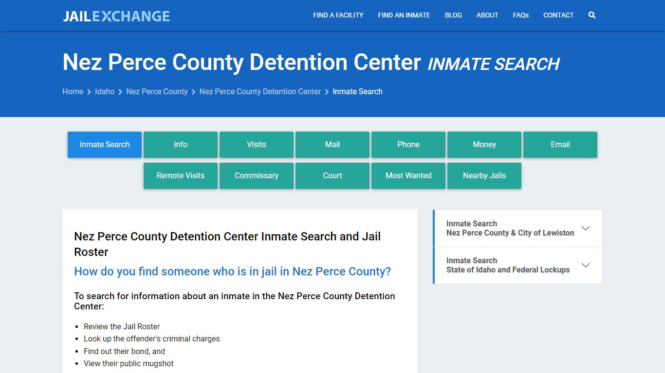 Nez Perce County Detention Center Inmate Search - Jail Exchange