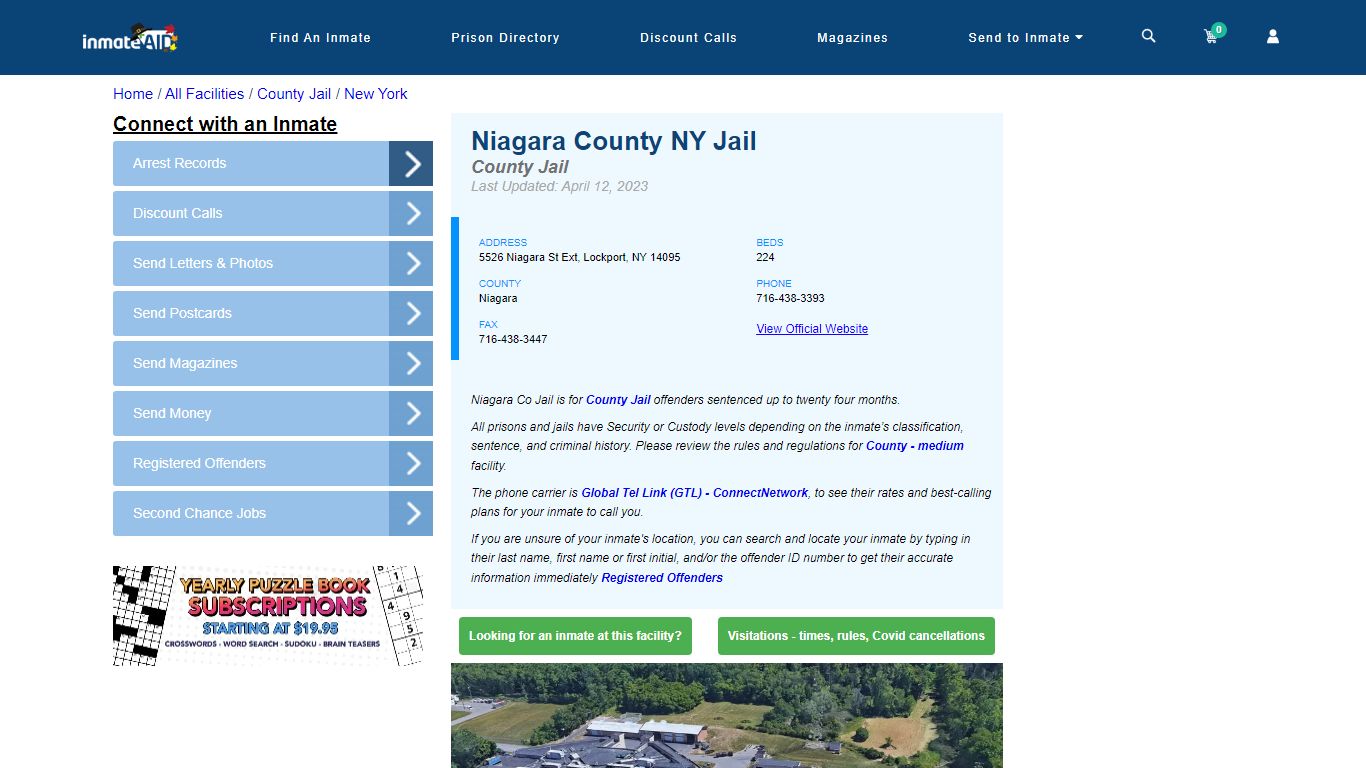 Niagara County NY Jail - Inmate Locator - Lockport, NY