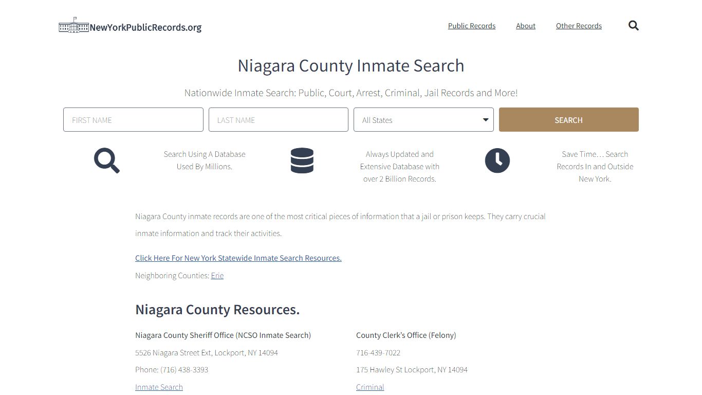 Niagara County Inmate Search - NCSO Current & Past Jail Records