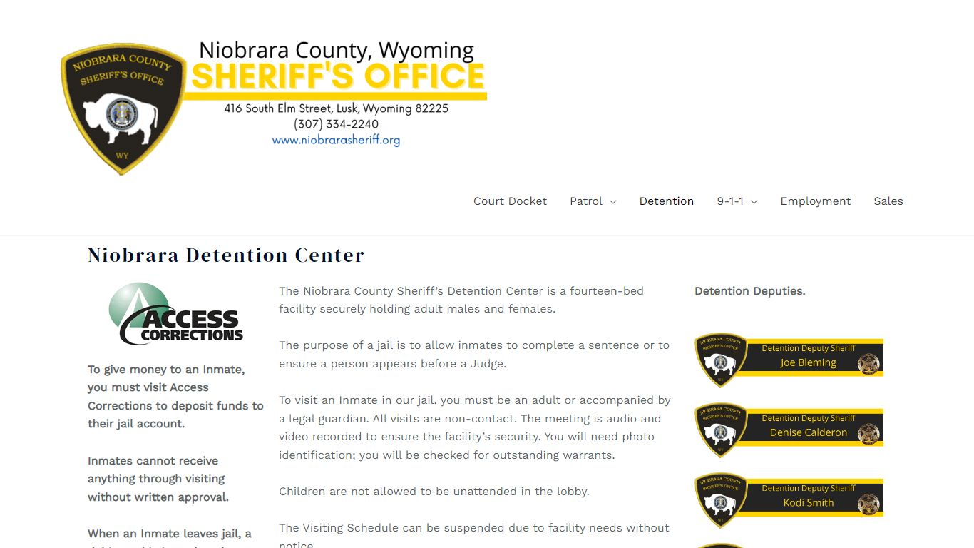 Detention – Niobrara Sheriff's Office