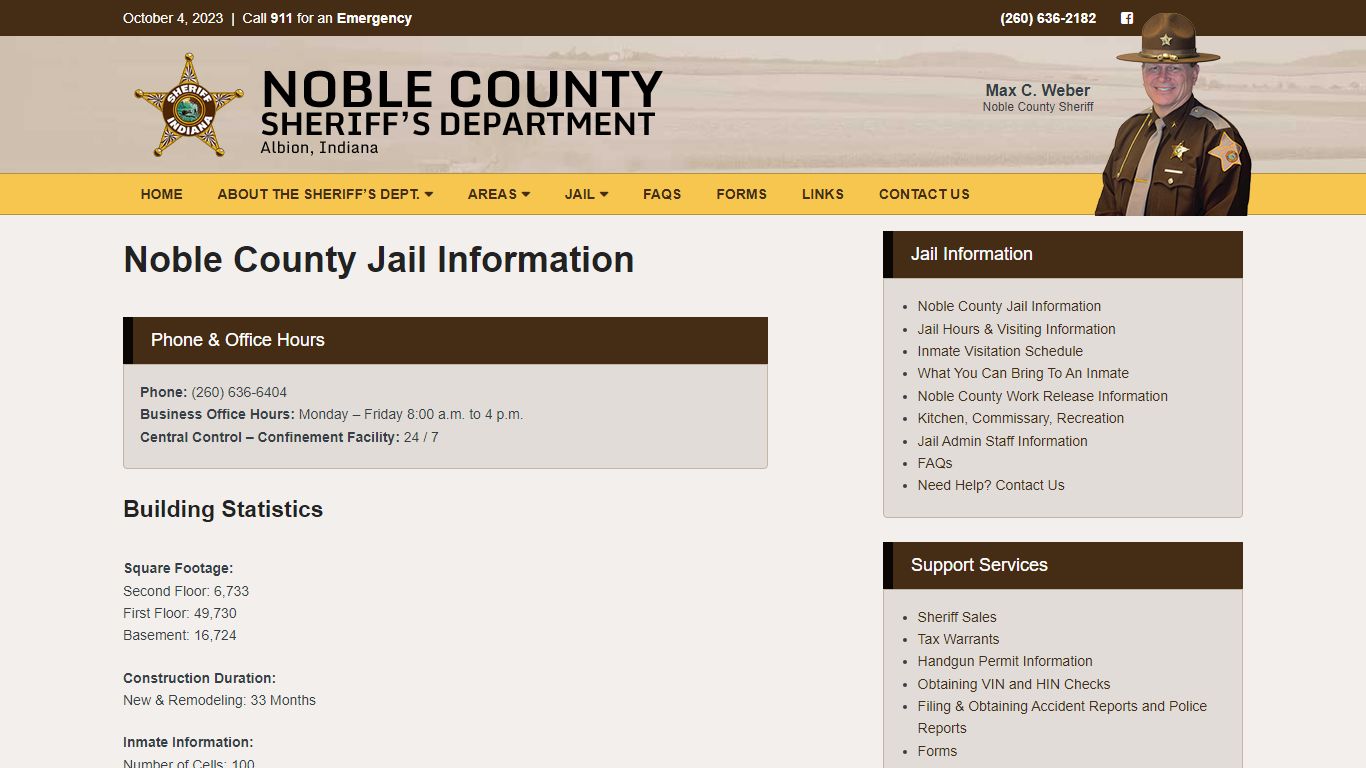 Noble County Jail Information | Noble County Indiana Sheriff's Department