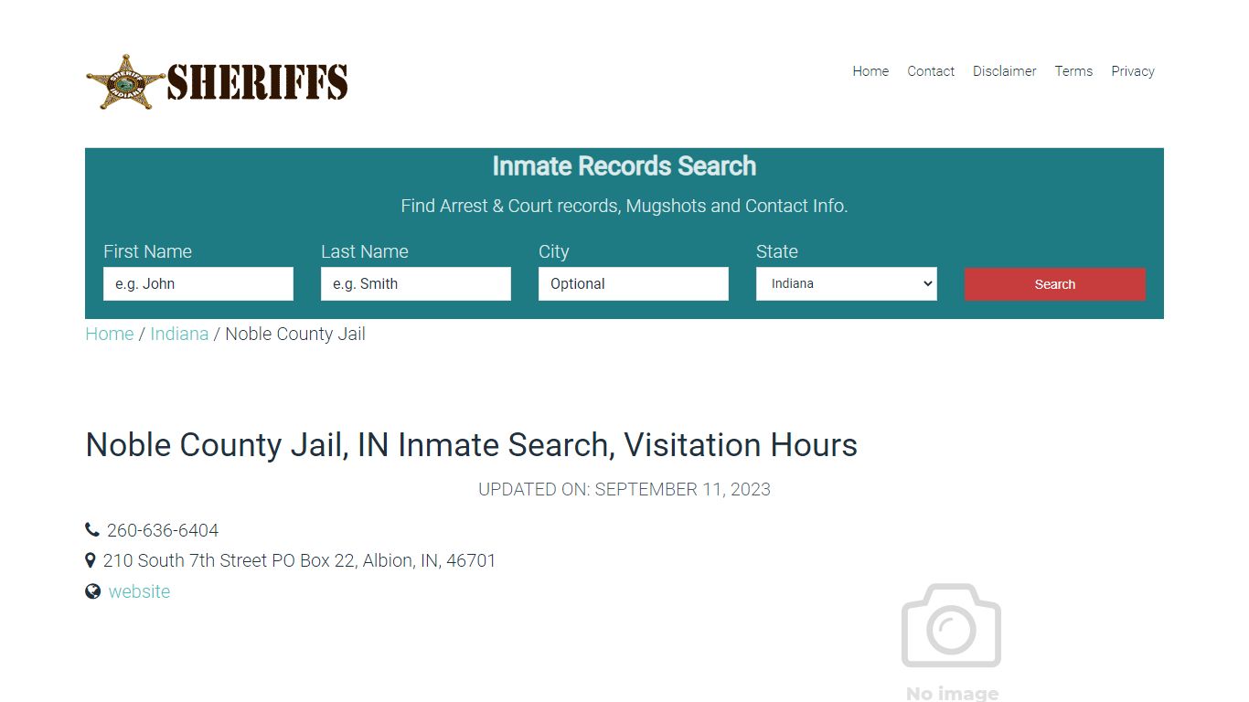 Noble County Jail, IN Inmate Search, Visitation Hours