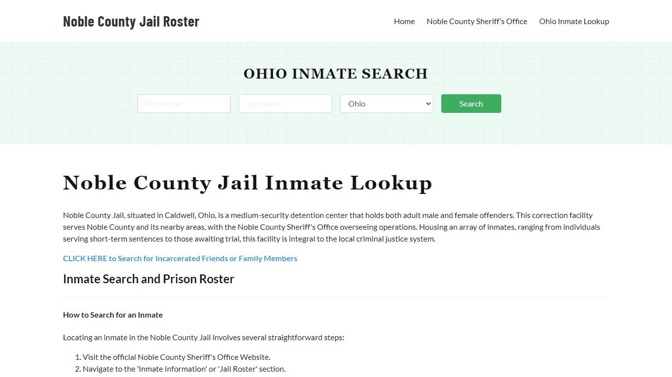 Noble County Jail Roster Lookup, OH, Inmate Search