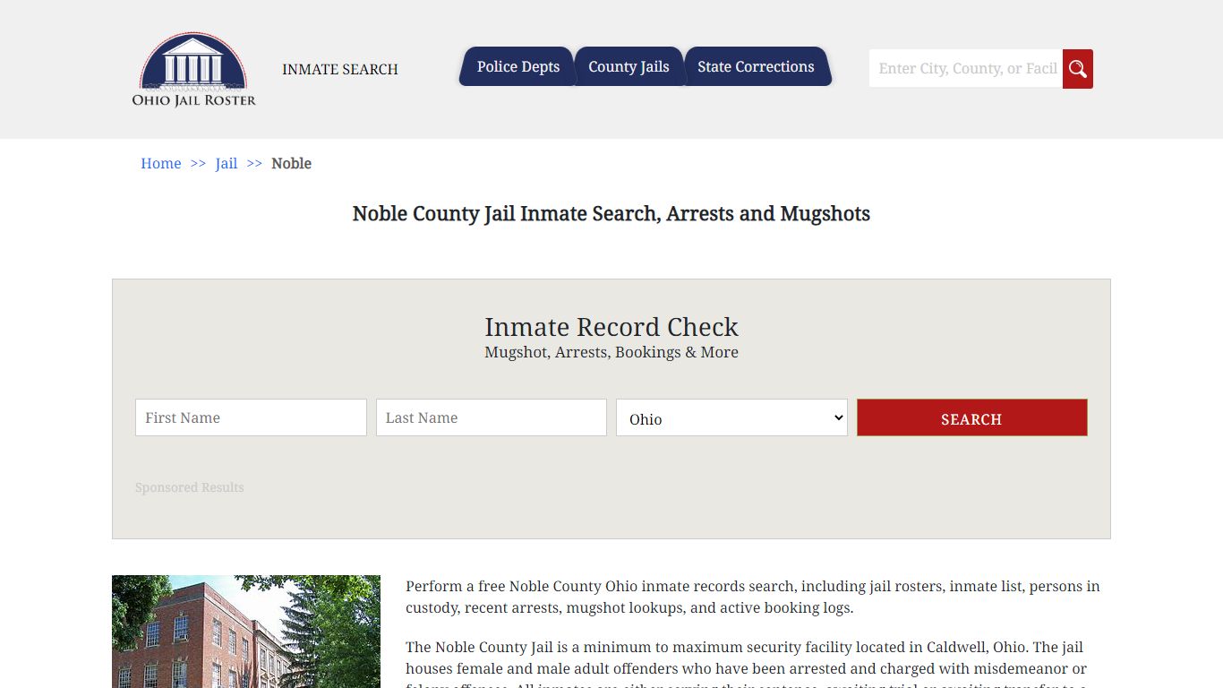 Noble County Jail Inmate Search, Arrests and Mugshots
