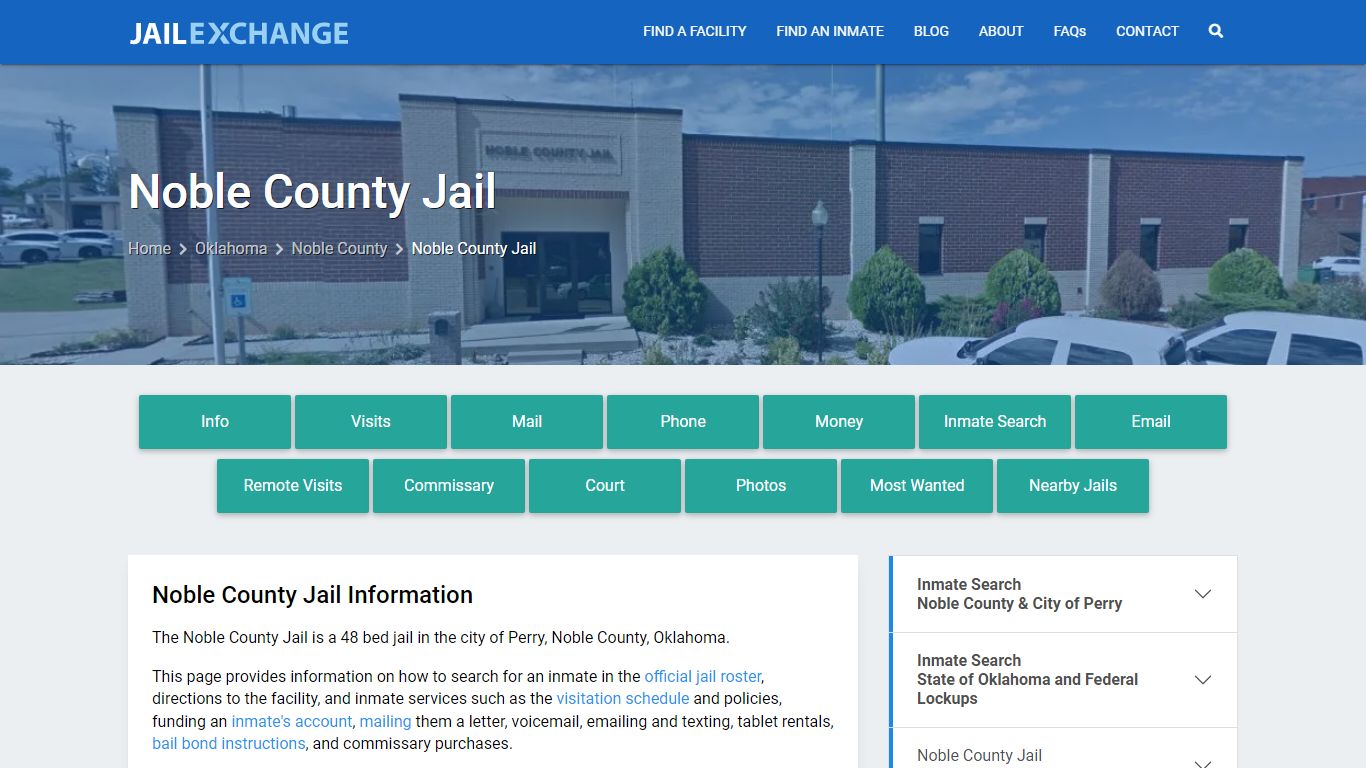 Noble County Jail, OK Inmate Search, Information