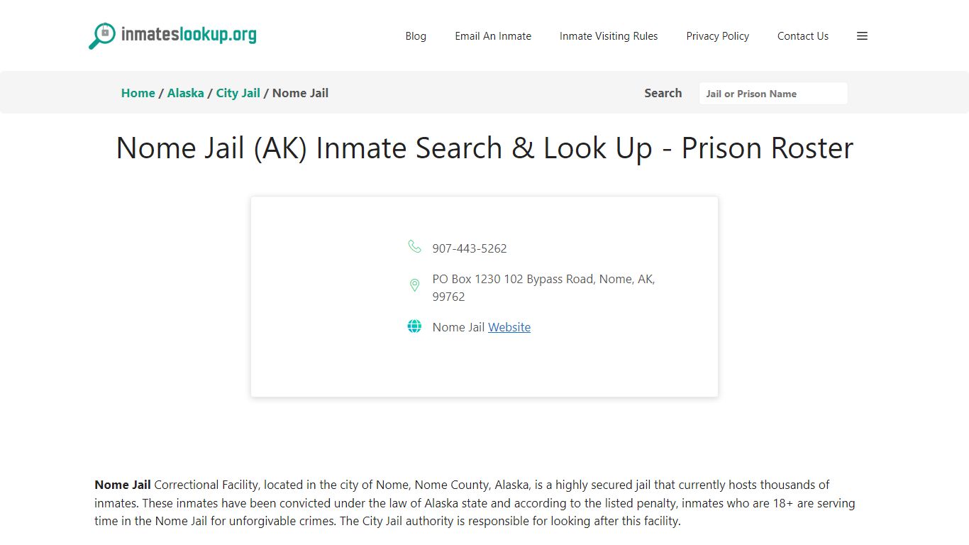 Nome Jail (AK) Inmate Search & Look Up - Prison Roster