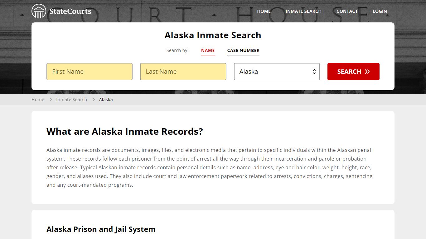 Alaska Inmate Search, Prison and Jail Information - StateCourts