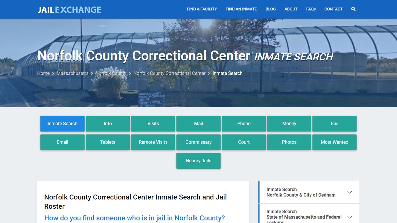 Norfolk County Correctional Center Inmate Search - Jail Exchange