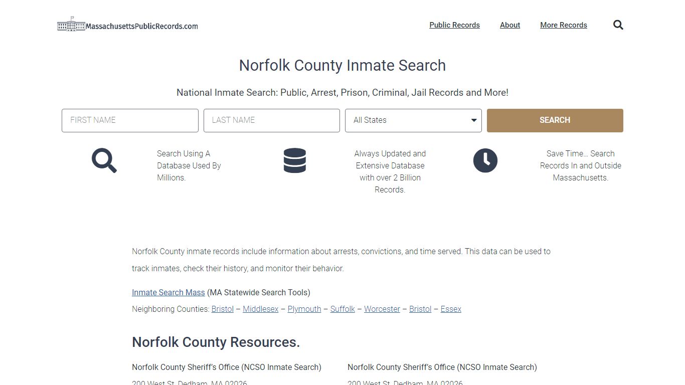 Norfolk County Inmate Search - NCSO Current & Past Jail Records