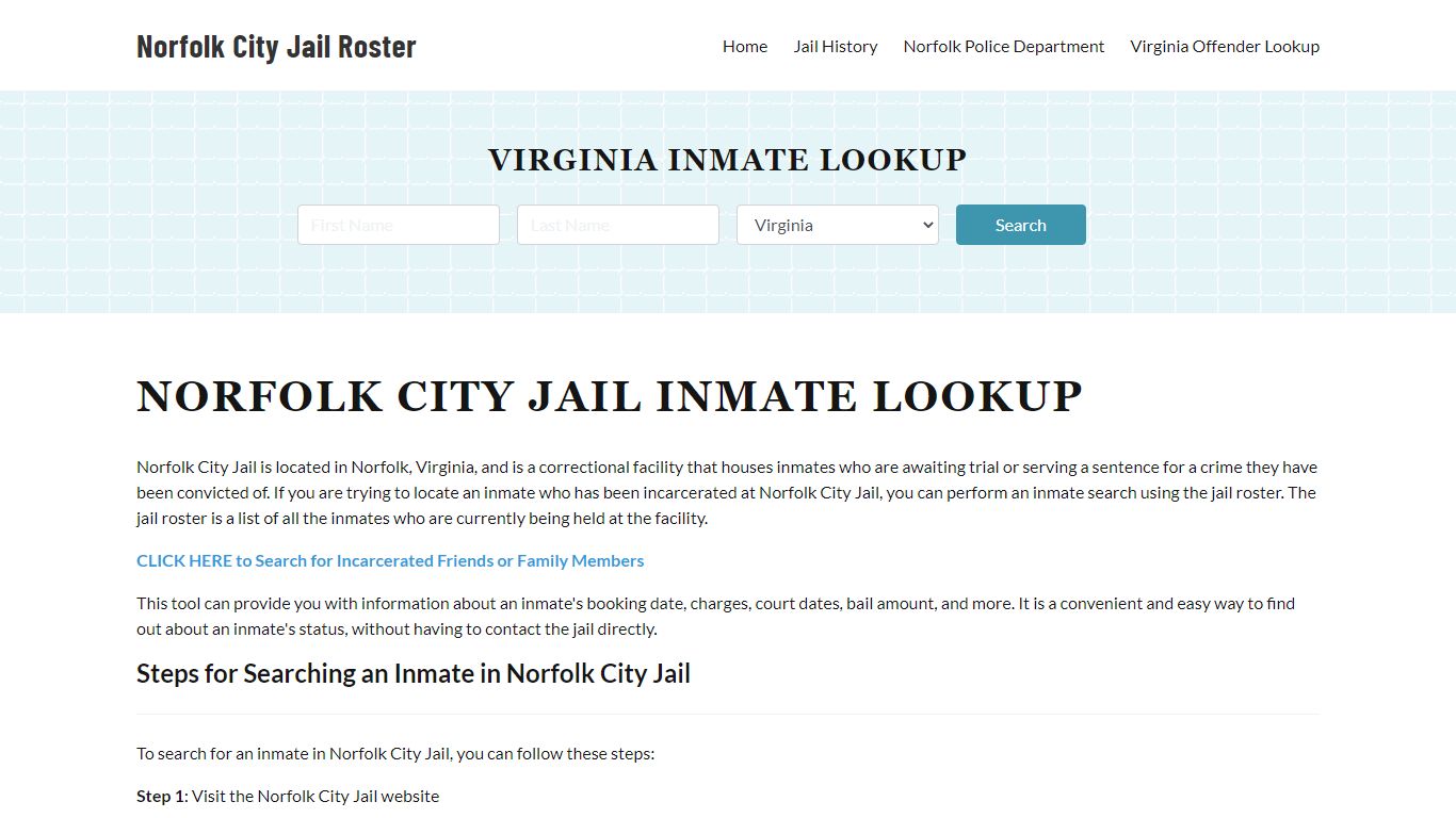 Norfolk City Jail, VA Inmate Search, Jail Roster, Bookings