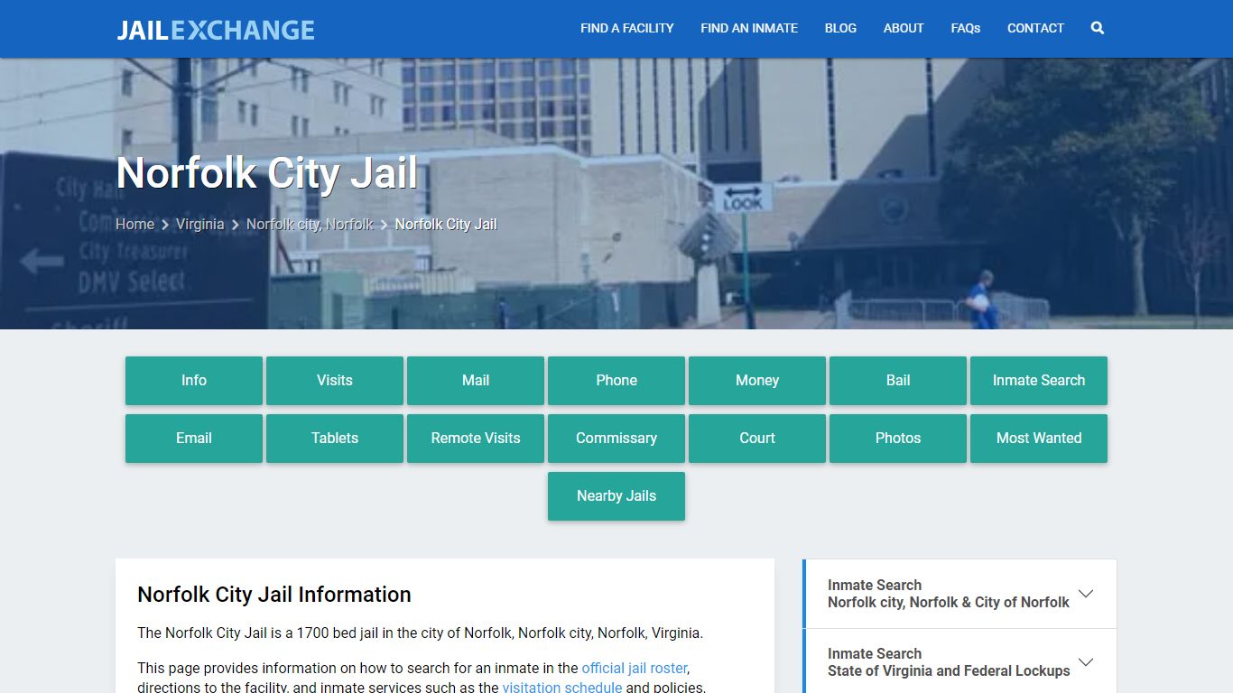Norfolk City Jail, VA Inmate Search, Information