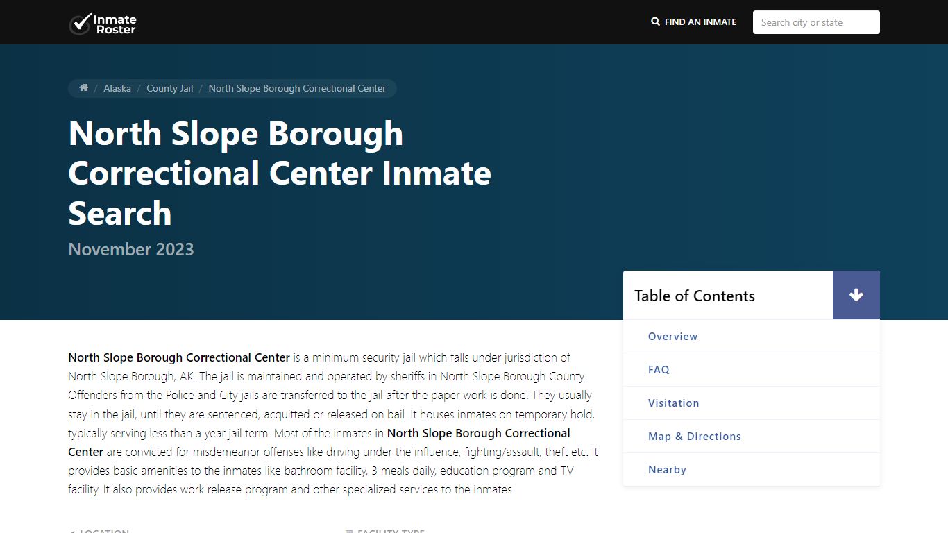 North Slope Borough Correctional Center Inmate Search