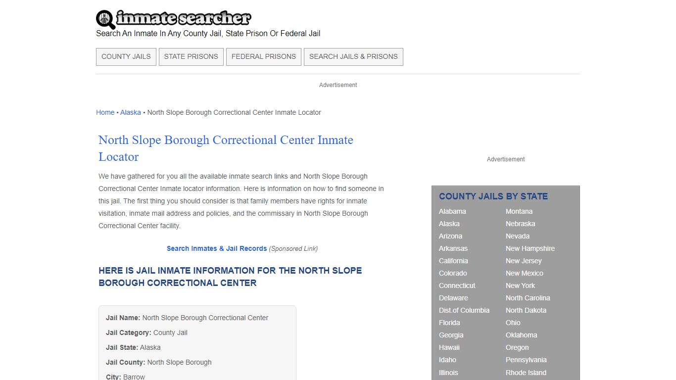 North Slope Borough Correctional Center Inmate Locator - Inmate Searcher