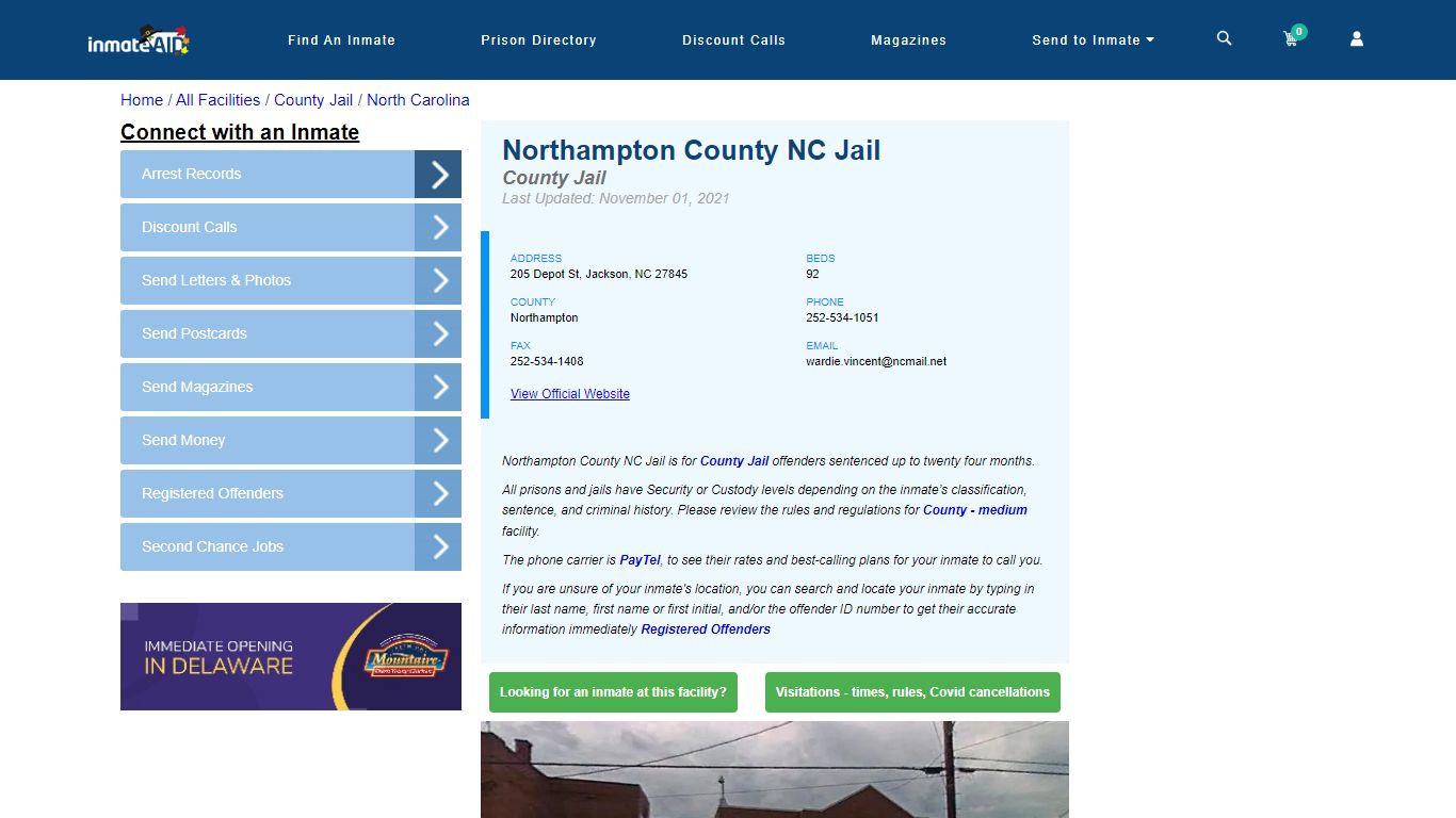 Northampton County NC Jail - Inmate Locator - Jackson, NC